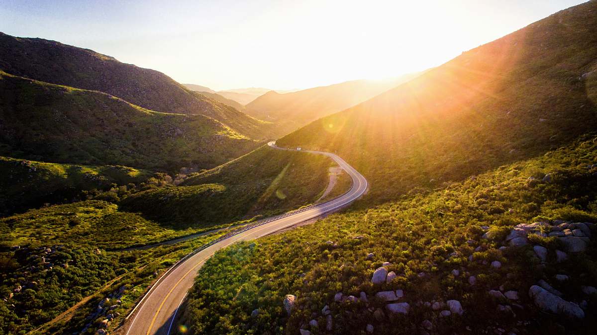 golden hour mountain pass during sunrise california